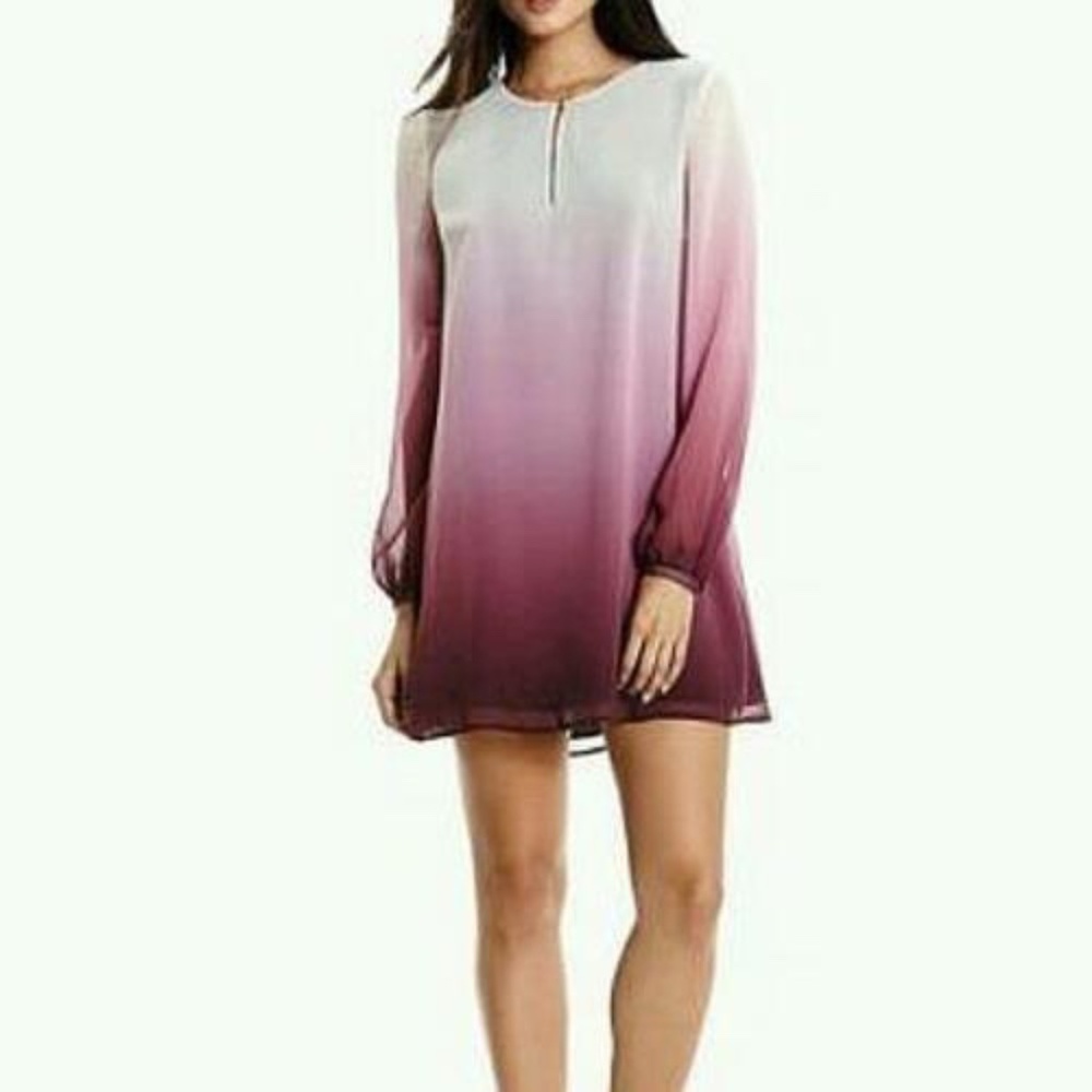 New GUESS BY MARCIANO MADILYN OMBRE DEGRADÉ PATTERN ROUND NECK DRESS SZ S